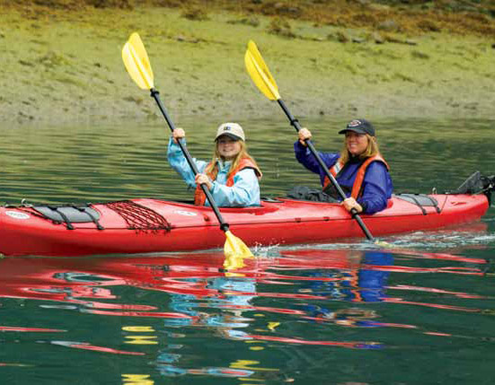 Mother & daughter kayaking in Alaska