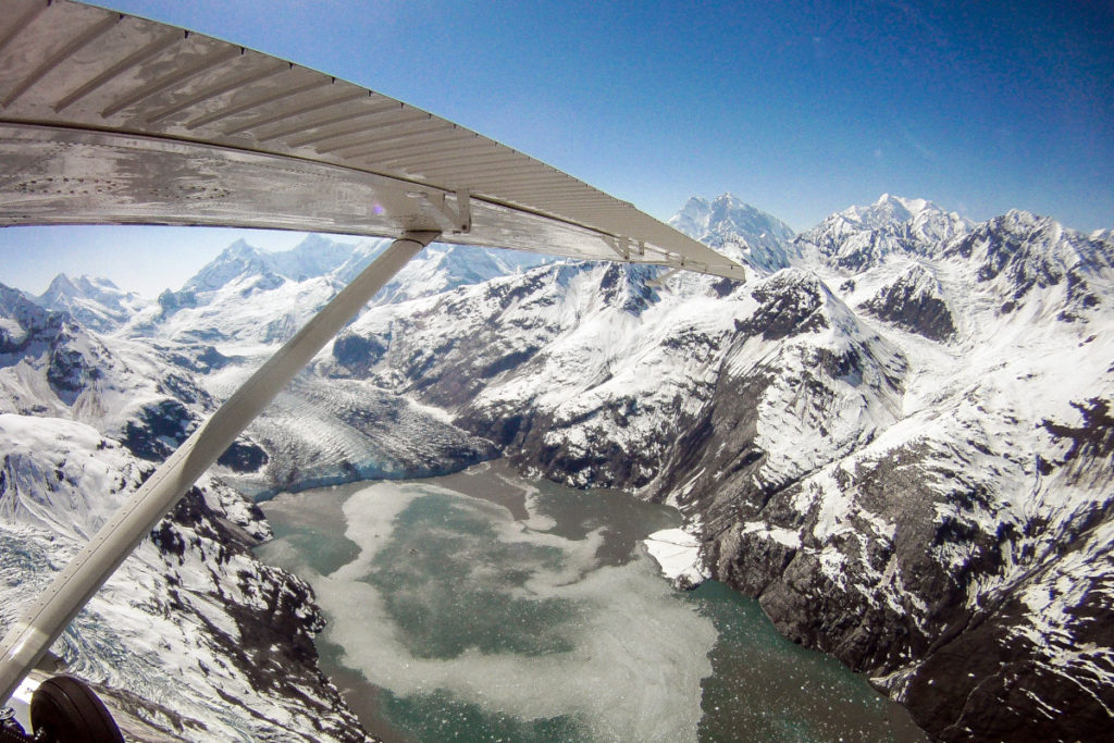 Flight over a glacier