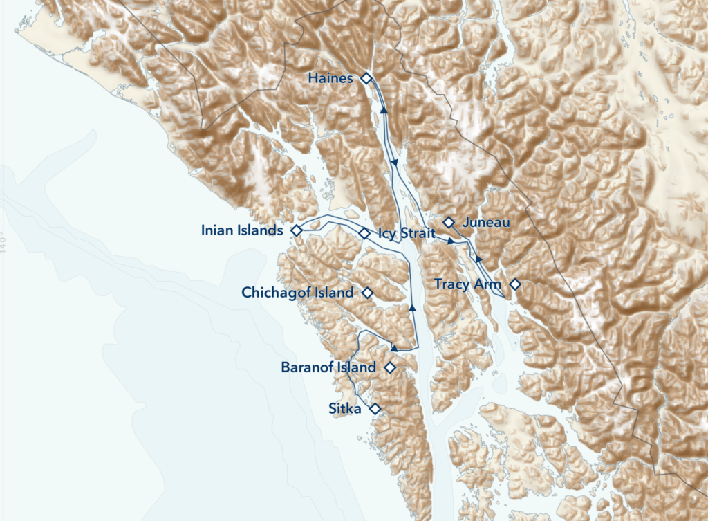 Wild Alaska Escape: Haines, Inian Islands & Tracy Arm Fjord itinerary map